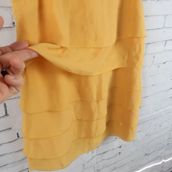 F21 YELLOW ORANGE SLEEVELESS ROUND NECK LAYER TOP SIZE SMALL - Picture 4 of 5